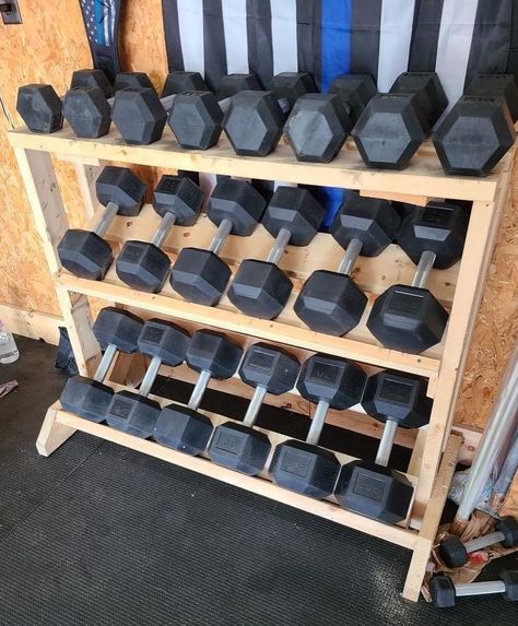 Dumbell Wooden Rack, Diy Wooden Weight Rack, Dumbbell Wall Rack, Wooden Weight Rack, Homemade Weight Rack, Weight Rack Diy Home Gyms, Wood Dumbbell Rack, Dumbell Stand Diy, Wood Weight Rack