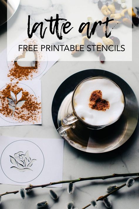 Set of 6 Latte Art Free Printable Stencils  #encouragemom #coffee #latteart Latte Art Tutorial, Free Printable Stencils, Printable Nail Art, Printable Stencils, Nail Art Stencils, Free Stencils Printables, Art Stencils, Coffee Latte Art, Foam Art