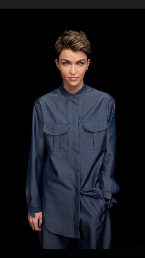 Ruby Rose Model, Ruby Rose, Chef's Jackets, Ruby, Ruffle Blouse, Actresses, Wallpapers, Women's Top, Black