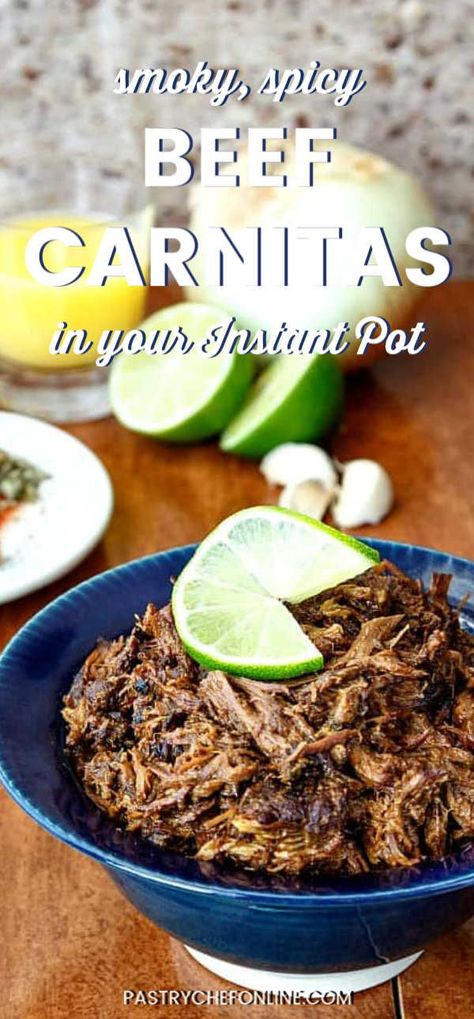 Carnitas Instant Pot, Beef Carnitas, Vegetarian Tacos Recipes, Chipotle Powder, Shredded Beef Tacos, Taco Filling, Grilled Chicken Tacos, Carnitas Tacos, Spicy Corn