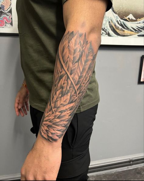 Leaves Tattoo Men, Feather Tattoo Men, Feather Sleeve Tattoo, Feather Tattoo For Men, Feathers Tattoo, Native American Tattoo Designs, Wing Tattoo Men, Quarter Sleeve Tattoos, Native American Tattoo