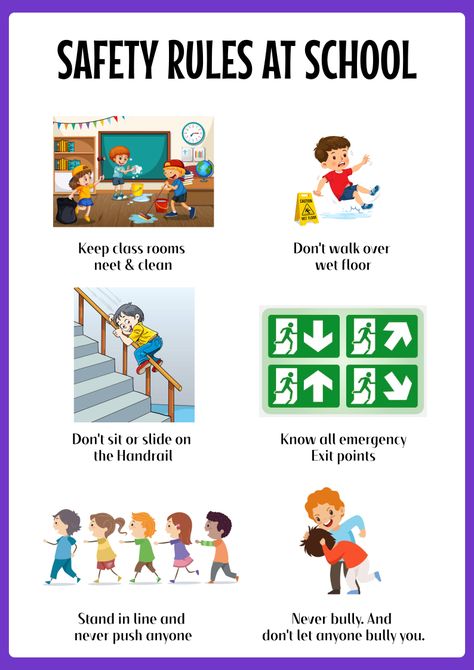 Safety Rules at School Safety Rules At School Project, School Safety Lesson Plans, School Rules And Regulations, Safety Rules At Home For Kids Poster, Safety Rules At School Pictures, Safety Rules At School Poster, Safety At School For Kids, Safety At School Posters, Safety Rules Worksheet For Grade 1