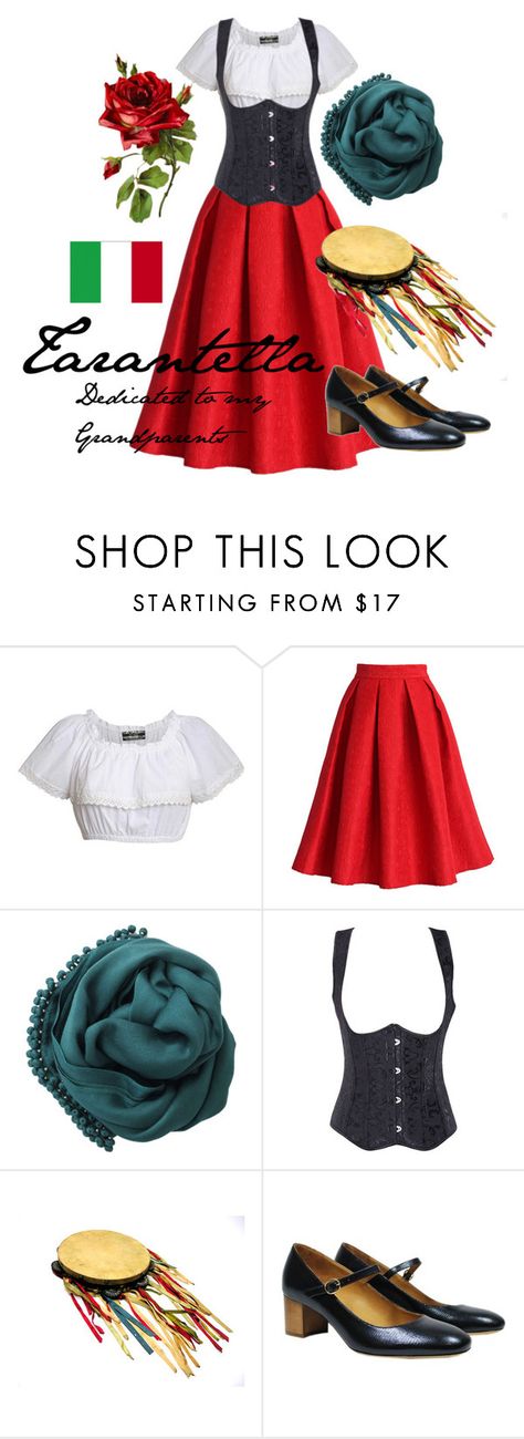 "Tarantella - dedicated to my Grandparents" by alisa1987 ❤ liked on Polyvore featuring Pilot, Chicwish, Bajra, Ãtoile Isabel Marant, Italy, Costume, ITALIAN, tambourine and tarantella Tarantella Costume, Italian Costume Ideas, Traditional Italian Clothing, Italian Traditional Dress, Italian Costume, Italy Party, Italian Themed Parties, Italian Party, Italian Dress