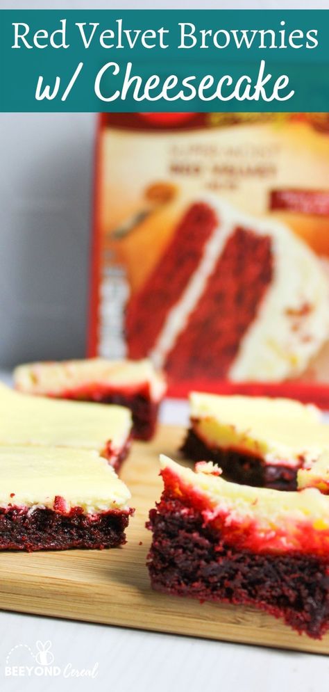 Boxed Red Velvet Cake, Easy Red Velvet Cheesecake, Brownies From Cake Mix, Cream Cheese Cheesecake, Red Velvet Cheesecake Brownies, Cake Mix Brownies, Easy Red Velvet, Velvet Brownies, Cheesecake Brownies Recipe