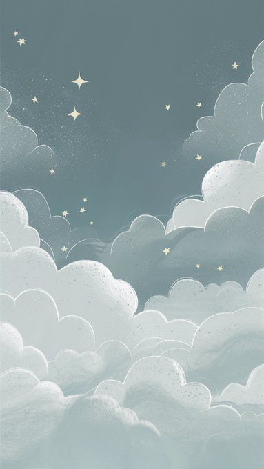 Clouds Aesthetic Illustration, Clouds Cartoon Background, Iphone Cloud Wallpaper, Cloud Aesthetic, Clouds Background, Simplistic Wallpaper, Art Stories, Sage Green Wallpaper, Interior Design Drawings