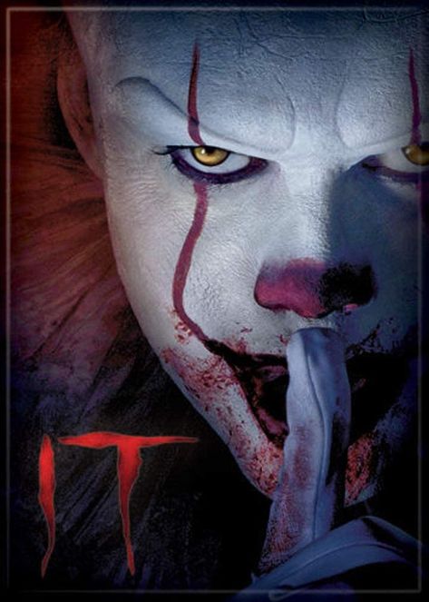 Amazon.com: Ata-Boy Magnet - It 2017 Pennywise Shhhh Mag 2.5" x 3.5" Magnet for Refrigerators, Whiteboards & Locker Decorations… : Home & Kitchen It Horror Movie, It Horror, Mad Movies, Bill Skarsgard Pennywise, It Movie, It 2017, You'll Float Too, Its 2017, Pennywise The Clown