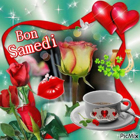 bon samedi Happy Friendship, Happy Friendship Day, Bon Weekend, Morning Greeting, Gif, Crochet