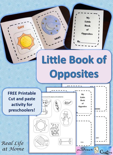 Print the cute and free "my little book of opposites" with images to color, cut, and glue! This is a perfect companion to Opposites by Sandra Boynton. Opposites Preschool, Opposites Worksheet, Preschool Literacy, Free Homeschool, Tot School, Free Preschool, Preschool Curriculum, Preschool Printables, Teaching Preschool