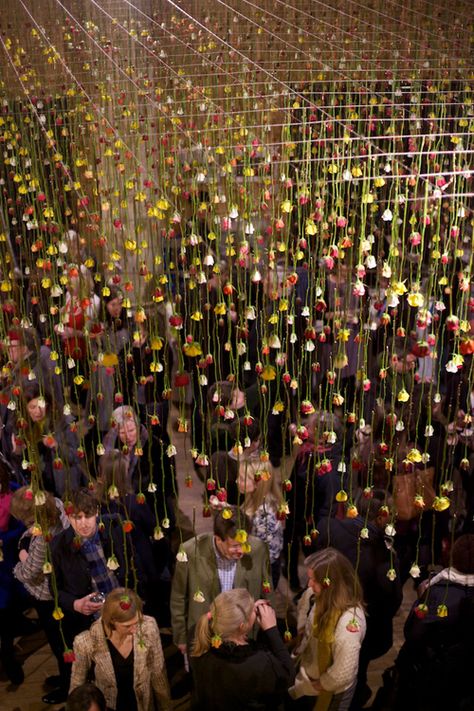 Beautiful Upside Down Gardens Hanging From the Ceiling - My Modern Metropolis/artist Rebecca Louise Law Flower Museum, Rebecca Louise, Garden Museum, Ceiling Decorations, Flowers Hanging, Floral Installation, Money Images, Flower Installation, Tv Sets