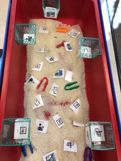 Posting Activities Eyfs, Postman Activities Preschool, Community Helpers Preschool Sensory Bin, Post Office Art Preschool, The Jolly Postman Activities, Post Office Sensory Bin, Post Office Activities For Toddlers, Jolly Postman Eyfs Activities, Post Office Theme Preschool