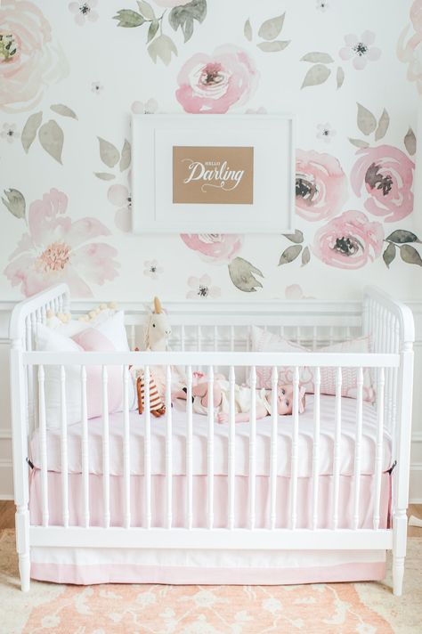 Blush Pink Nursery, Ideas Habitaciones, Baby Nursery Inspiration, Girl Nursery Room, Floral Nursery, Pink Nursery, Project Nursery, Baby Bedroom, Nursery Inspiration