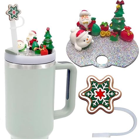 Amazon.com: Stanley Cup Accessories 40 OZ, Charms and Silicone Snowflake Straw Cover Cap for Stanley Tumbler H2.0, Christmas Stanley Cup Accessories for Stanley Lid Topper, Gifts for Halloween Christmas Birthday : Sports & Outdoors Christmas Stanley, Cup Toppers, Halloween Straws, Straw Toppers, Straw Cover, Cup Accessories, Stanley Tumbler, Halloween Fashion, Stanley Cup