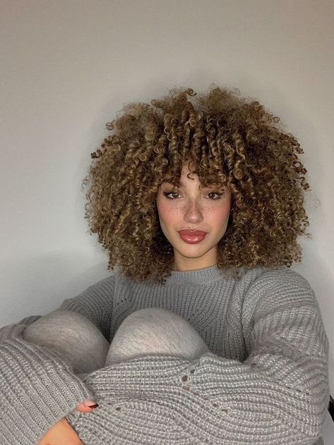 Cool Brown Short Hair, Afro Cuts For Women, Curly Afro With Bangs, Curly Hair Cuts 3c, 3b Afro, Afro With Bangs, Blonde Afro Hair, Short Curly Fro, Short Afro Curly Hair