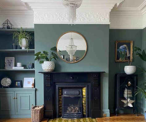 Farrow And Ball Living Room, Log Burner Living Room, Brooklyn Townhouse, Inchyra Blue, Victorian Living Room, Cool Decor, Cosy Living, Living Room Decor Fireplace, Living Room Color Schemes