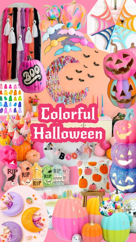 Colorful Halloween decor and craft ideas 2024 Halloween Trends, Colorful Halloween Decor, Rainbow Halloween, Halloween Trends, Whimsical Halloween, Halloween Crafts Decorations, Halloween Inspiration, Diy Halloween Decorations, Decor Crafts