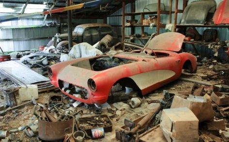 This awesome 1957 Corvette was legendary in rural Pennsylvania. It has now been rescued from a collapsing barn. Check it out! #Chevrolet, #Corvette 1976 Corvette, Barn Finds Classic Cars, 1957 Corvette, Barn Find Cars, Car Barn, Crate Engines, 1955 Chevrolet, 1957 Chevrolet, Abandoned Cars