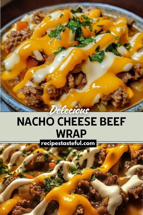 These Nacho Cheese Beef Wraps are a deliciously easy meal that combines seasoned ground beef, warm nacho cheese sauce, and fresh toppings all wrapped in a soft flour tortilla. Perfect for a quick dinner or casual gathering, this recipe offers a satisfying blend of flavors and textures in every bite. Traditional Thanksgiving Recipes, Seasoned Ground Beef, Beef Wraps, Spicy Tacos, Gluten Free Tortillas, Easy Thanksgiving Recipes, Nacho Cheese Sauce, Flour Tortilla, Chicken Nachos