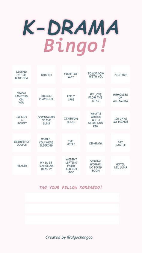 Kdrama bingo instagram stories Kdrama List Challenge, Funny Kdrama List, Kdrama Watch List, Kdrama Challenge, Kdrama Bingo, Kdrama Checklist, W Kdrama, Gu Family Books, Instagram Story Questions