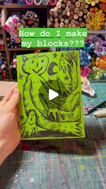 Joey Strain on Instagram: "Here’s a start to finish video on how I make and prepare my blocks for printing!!!! Drawing, carving and printing!

#reel #reelsinstagram #reels #reelsvideos #art #illustration #process #artistsoninstagram #print #printmaking #printdesign #lino #linocut #blockprint #blockprinting #popart #characterart #howto #video #printmakersofinstagram" Hand Carved Stamps Diy, Linocut Tutorial, Printing Drawing, Illustration Process, Mac Demarco, Carved Stamps, Hand Carved Stamps, Linoleum Block, Wood Block Printing