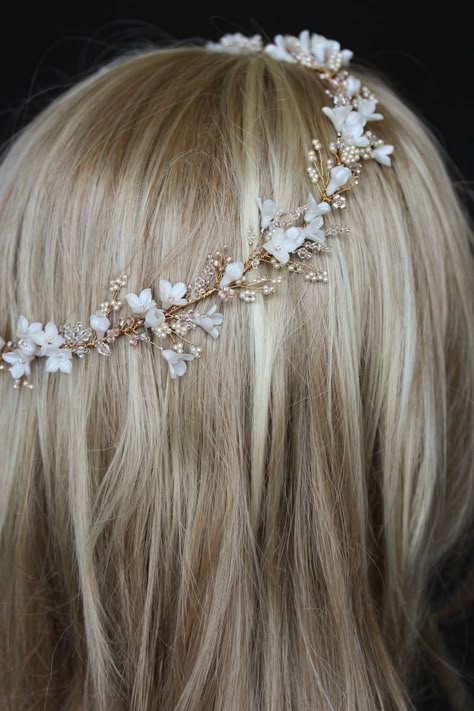 Darling Buds | A dainty floral wedding headpiece for Pauline - TANIA MARAS | bespoke wedding headpieces + wedding veils Floral Headpiece Wedding, Wedding Halo, Beautiful Tiaras, Floral Headpiece, Bridal Crown, Baby's Breath, Headpiece Wedding, Wedding Crown, Wedding Headpiece