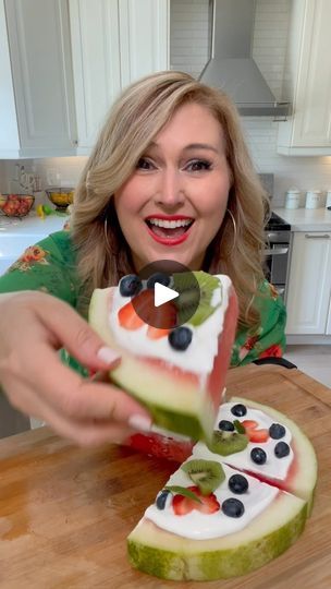 53K views · 2.7K reactions | Watermelon Pizza 🍉 is so much fun to make and serve. The kids will love it! Of course the adults love it too ❤️ #watermelonpizza #funfood #healthy | Jennifer Valentyne | Dalkom Sounds · Greeny Watermelon Pizza, Watermelon, Snack Recipes, Pizza, Good Food, Snacks