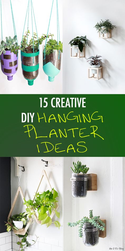 15 Creative DIY Hanging Planter Ideas For Indoors And Outdoors Planty Room, Hanging Planter Ideas, Yarn Feathers, Halloween Lockscreen, Wall Planters Outdoor, Jar Painting, Ideas Garden Design, Mason Jar Planter, Aesthetic Plant