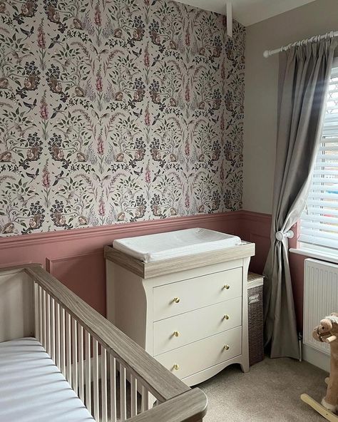 “I love it, we get so many comments on it”. A customer sent me this image of our Woodland Wonder ‘Pebble + Rose’ wallpaper in their nursery and I love their style! The dusky pink panelling beautifully compliments the pebble background and highlights the foxgloves in the design. It looks fabulous 🤍 Woodland Wonder is available in a range of different colourways, so if you also love what you see then take a look at the collection on our website and order your samples today 👇🏼 www.fableandfl... Wallpaper And Panelling, Pink Panelling, Dusky Pink, Rose Wallpaper, What You See, Room Inspo, The Collection, Love It, Highlights