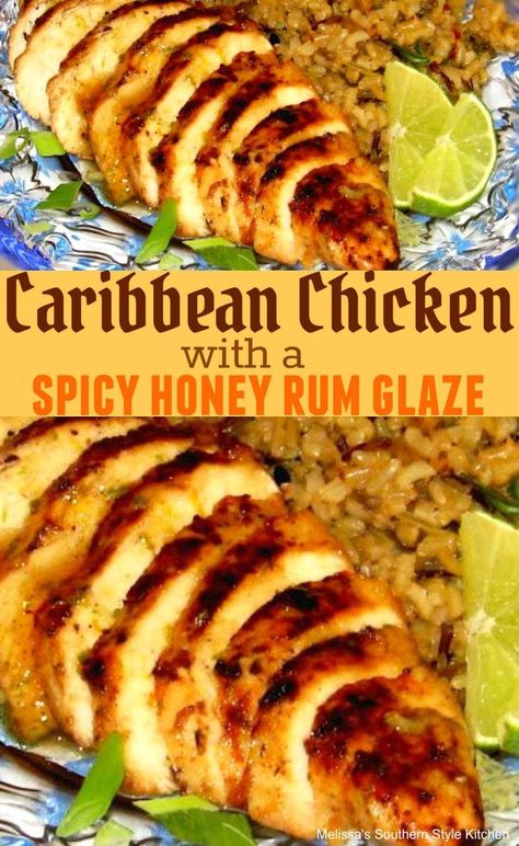 Chicken Glaze, Caribbean Chicken, Carribean Food, Jamaican Dishes, Caribbean Rum, Jamaican Food, Spicy Honey, Caribbean Food, Island Food