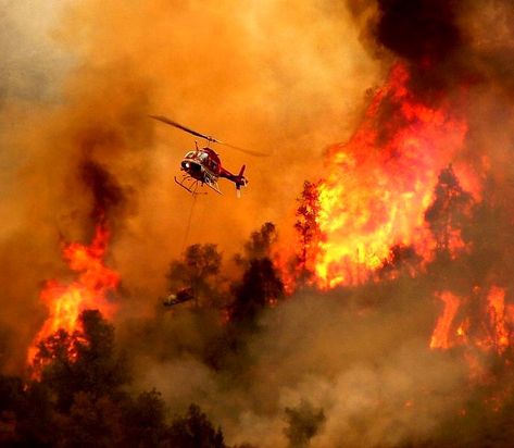 Another Helicopter Daringly Dousing A Wildland Fire. Source: Julie Myers Firefighter Images, Wildland Fire, Fire Wife, Fire Life, Wildland Firefighter, Smokey The Bears, California Wildfires, Wild Fire, Forest Fire