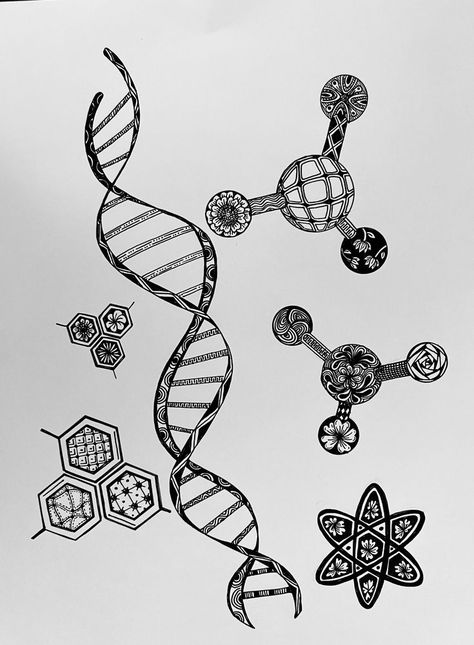 Dna Drawing Art, Drawing Art Easy, Dna Drawing, Science Drawing, Pencil Sketches Easy, Doodle Art Drawing, A Line Maxi Dress, Double Helix, Art Easy