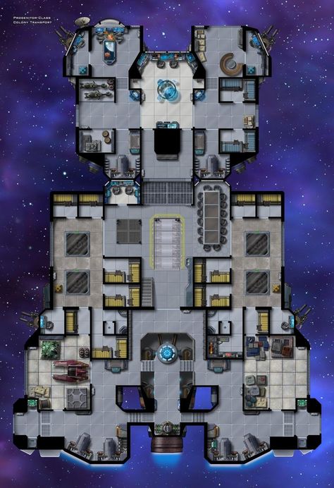 Spaceship Map, Starfinder Ship Maps, Space Battle Map, Dnd Spaceship Map, Space Station Map Rpg, Space Map, Map Layout, Ship Map, Sci Fi Rpg