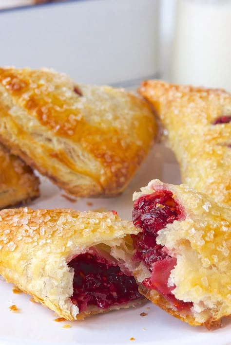 Raspberry Puff Turnovers Recipe Turnover Recipes, King Food, Raspberry Recipes, Raspberry Filling, King Arthur Flour, Flaky Pastry, Puff Pastry Recipes, King Arthur, Pastry Recipes