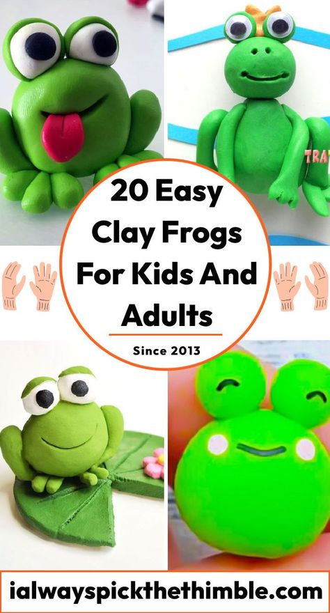 25 Easy Clay Frog Sculptures: How To Make a Clay Frog Polymer Clay Tree Frog, Diy Frog Decorations, Polymer Clay Frog Tutorial, Frog Clay Ideas, Air Dry Clay Frog, Clay Frog Tutorial, Frog Clay Sculpture, Clay Frogs, Frog Clay