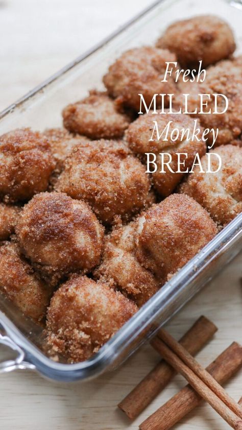 The Best Monkey Bread Recipe With Fresh Milled Flour - Generation Acres Farm Fresh Flour Recipes, Fresh Milled Flour Dinner Rolls, Sunrise Flour Mill Recipes, Fresh Milled Flour Cake, Milled Grain Recipes, Fresh Milled Scones, Fresh Milled Flour Cinnamon Rolls, Fresh Milled Muffins, Home Milled Flour Recipes