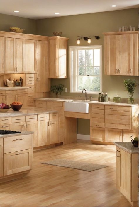 1. Birch cabinets
2. Kitchen design
3. Natural beauty
4. Color matching Kitchen Paint Color, Birch Cabinets, Light Wood Cabinets, Countertop Colours, Pale Wood, Kitchen Wall Colors, White Appliances, Colored Ceiling, Kitchen Paint Colors