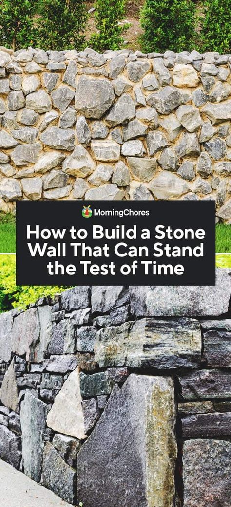 Rock Wall Patio Ideas, Building A Stone Wall Garden, Dry Stone Wall Garden Landscape Design, How To Build A Stone Wall, Diy Stone Wall Garden, Building Stone Walls, Stone Wall Ideas Outdoor, Stone Wall Fence Ideas, Garden Stone Wall Ideas