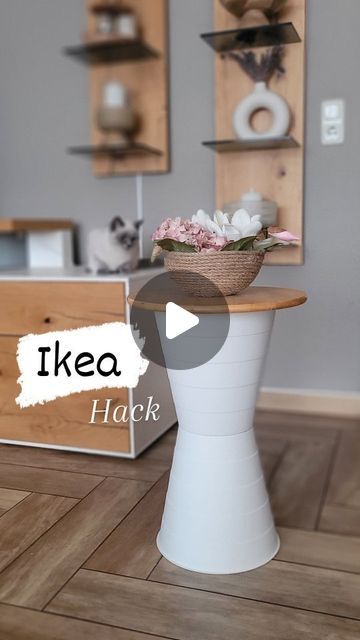 Ikea Fniss Hack, Ikea Side Table Hack, Ikea Hack Side Table, Ikea Side Table, Household Help, Diy Side Table, Side Table With Storage, Table With Storage, Diy Interior