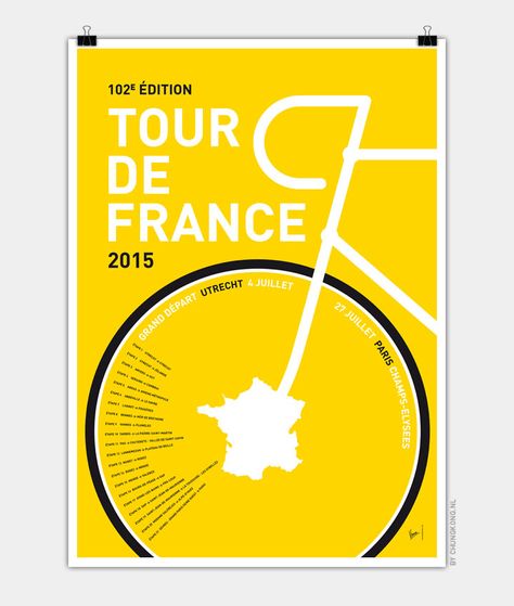 Tour de France 2015 Poster chungkong.nl Bicycle Art Print, France Poster, Cycling Posters, Cycling Design, Bike Poster, Minimal Poster, Bicycle Art, Cycling Art, Tour Posters