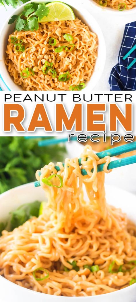 Ramen Noodle Recipes For Picky Eaters, Ramen Noodle Peanut Butter Recipes, Ramen Noodle Recipes Easy Peanut Butter, Buttery Ramen Noodles, Peanut Butter Roman Noodles, Kara’s Peanut Butter Ramen, Ramen Noodles With Peanut Butter, Ramen Noodle Recipes Peanut Sauce, Thai Peanut Ramen Noodles