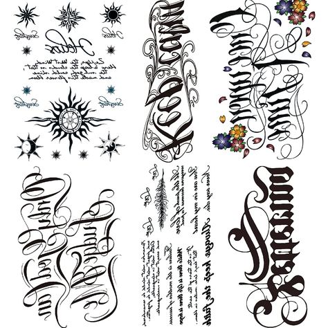 English Temporary Tattoo, 6-Sheet Large Fake English Words Half Arm Sleeve Tattoos Sticker Half Arm Sleeve, Half Arm Sleeve Tattoo, Tattoo Quotes For Women, Arm Sleeve Tattoos, Word Tattoos, Arm Sleeve, Tattoo Stickers, English Words, Temporary Tattoo