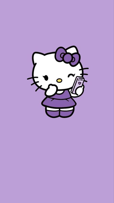 Purple Wallpaper Hello Kitty, Hello Kitty Purple Wallpapers, Purple Hello Kitty Wallpaper, Purple Sanrio, 2000s Aesthetic Wallpaper, Purple Hello Kitty, Ipad Aesthetics, Hello Kitty Halloween Wallpaper, Wallpapers 2024