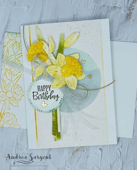 Daffodil Craft, Stampin Up Card, Birthday Sentiments, Hand Stamped Cards, Stamping Up Cards, Display Cards, Floral Cards, Easter Cards, Ink Pads