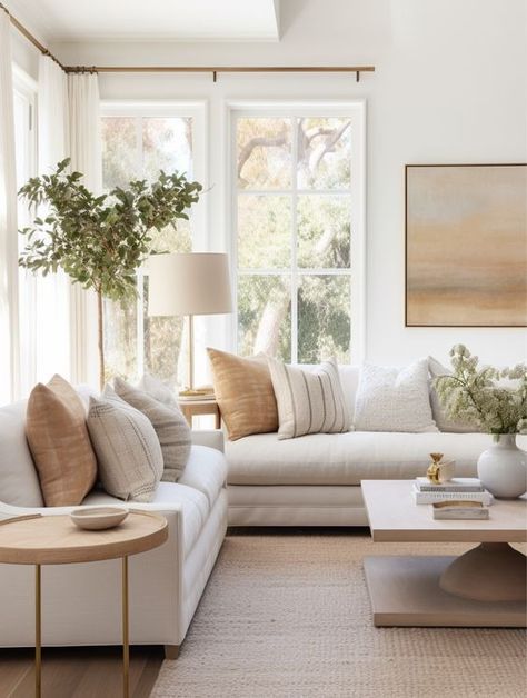 Top 10 Living Room Trends for 2024 - Nikki's Plate Living Room Inspo Sofas, Minimal Organic Living Room, Stylish Modern Living Room, Clean Crisp Living Room, Pillows For Neutral Living Room, Cozy Modern Neutral Living Room, Adding Color To White Living Room, Pillows For Neutral Couch, Neutral Minimalist Boho Living Room