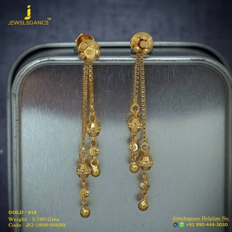 It's Monday Time To Sparkle  And Shine !" Get in touch with us on +919904443030 #myjewelegance #realdiamond #gold916 #love Long Earing Designs Gold, Sui Dhaga Gold Earrings, Sui Dhaga Gold Earrings Design, Gold Earrings Design, Long Earrings Gold, Most Expensive Jewelry, Gold Jewelry Prom, Small Earrings Gold, Gold Jhumka Earrings