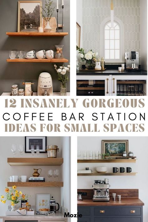 Diy Coffee Station Small Spaces, Coffee Bar Station Small Spaces, Coffee Bar Station Ideas, Home Coffee Bar Station, Bar Station Ideas, Coffee Bar Ideas Kitchen Counter, Ikea Coffee, Coffee Bar Cart, Kitchen Coffee Bar