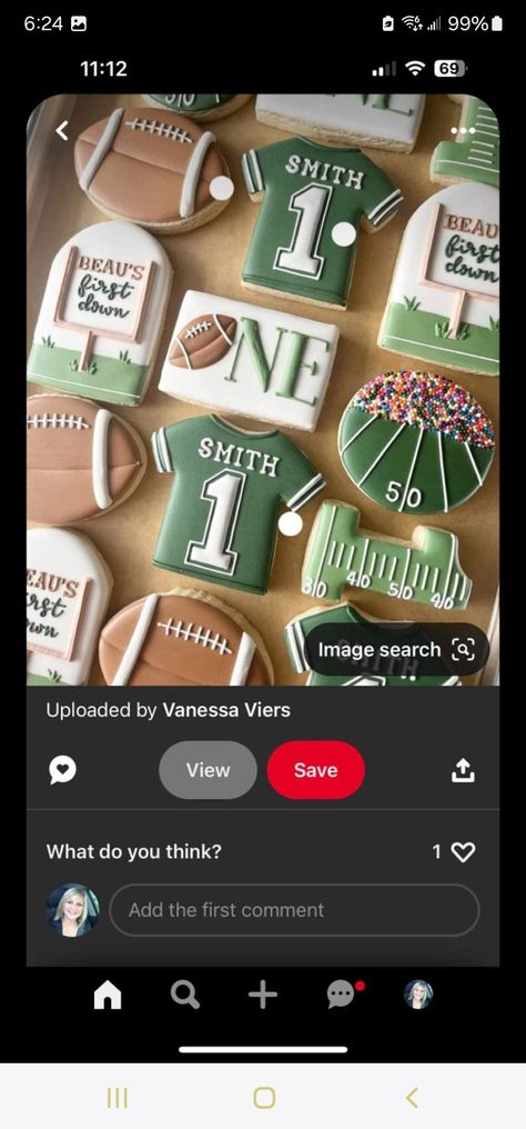 Football Party Cookies, Football Sugar Cookies, Football First Birthday, First Birthday Cookies, Football Cookies, Football Birthday Party, Birthday Party Theme Decorations, Football Birthday, Cookie Inspiration