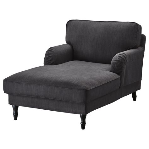 Ikea Chaise, Stocksund Sofa, Ikea Bank, Ikea Stocksund, Pipe Decor, Ikea Sofa, Sofa Legs, Chaise Lounges, Black Sofa