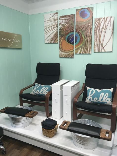 Pedicure Area In Salon, Pedicure Salon Ideas, Pedicure Area Ideas, Salon Pedicure Station Ideas, Pedicure Station Ideas, Pedicure Station, Nail Salon Interior Design, Nail Salon Interior, Home Hair Salons