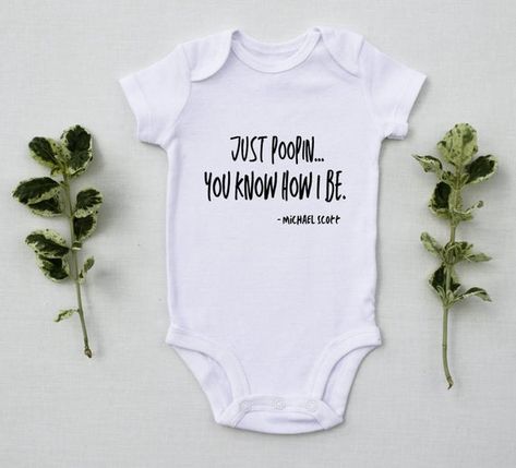 Michael Scott, enough said. We currently only offer solid white short sleeve onesies. For custom fonts, please contact our shop and/or leave a message in the comments section when you place your order. SunshineAndLace is dedicated to providing the best product delivered to you as fast as possible. Personalised Baby Grows, Beautiful Pregnancy, Baby Gift Hampers, Cadeau Baby Shower, Personalized Newborn, Custom Onesies, Newborn Onesies, Baby Unisex