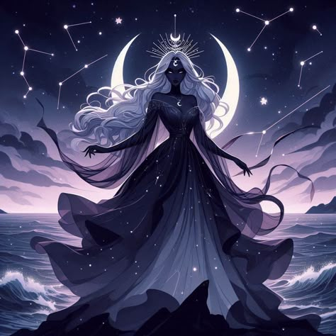 dark moon goddess - Image Creator from Microsoft Designer Hecate Character Design, Dark Moon Goddess, Nyx Goddess, Dark Goddess, Greek Gods And Goddesses, Dark Moon, Goddess Art, Moon Goddess, Fantasy Aesthetic